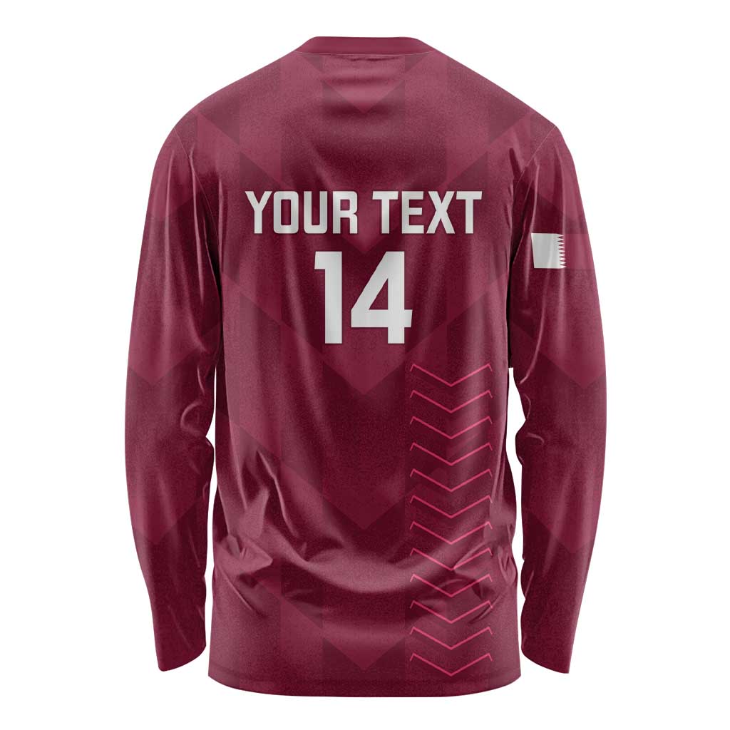 Custom Qatar Cricket Long Sleeve Shirt Go Champions Qataris Flag Style - Wonder Print Shop