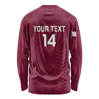 Custom Qatar Cricket Long Sleeve Shirt Go Champions Qataris Flag Style - Wonder Print Shop