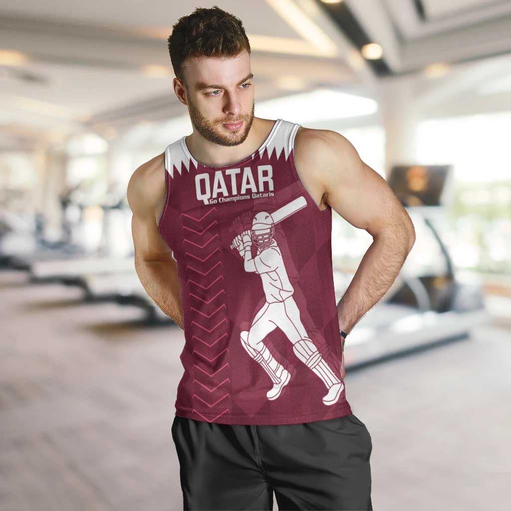 Custom Qatar Cricket Men Tank Top Go Champions Qataris Flag Style - Wonder Print Shop