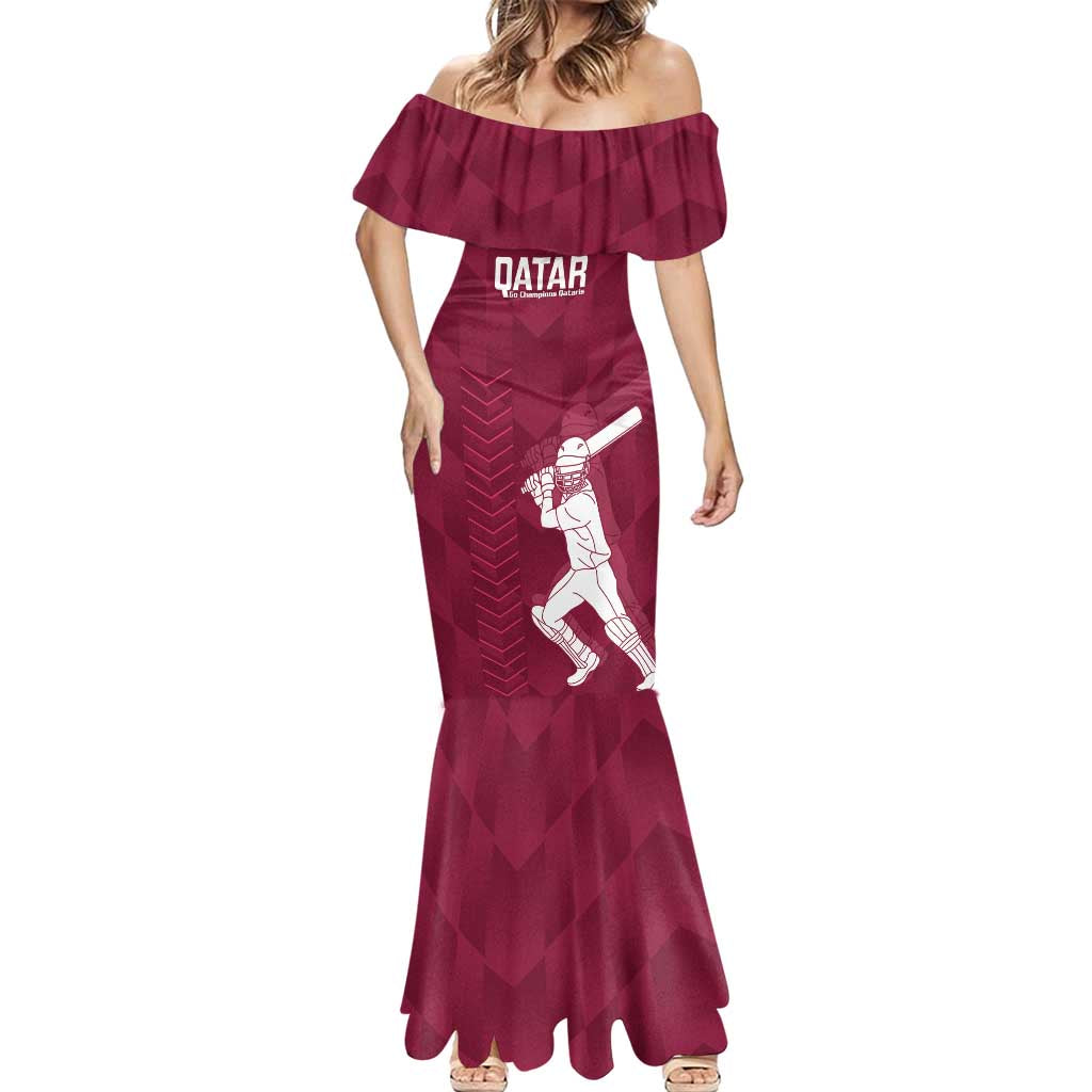 Custom Qatar Cricket Mermaid Dress Go Champions Qataris Flag Style - Wonder Print Shop