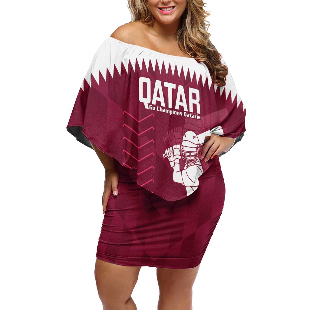 Custom Qatar Cricket Off Shoulder Short Dress Go Champions Qataris Flag Style - Wonder Print Shop