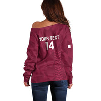 Custom Qatar Cricket Off Shoulder Sweater Go Champions Qataris Flag Style - Wonder Print Shop