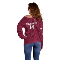 Custom Qatar Cricket Off Shoulder Sweater Go Champions Qataris Flag Style - Wonder Print Shop