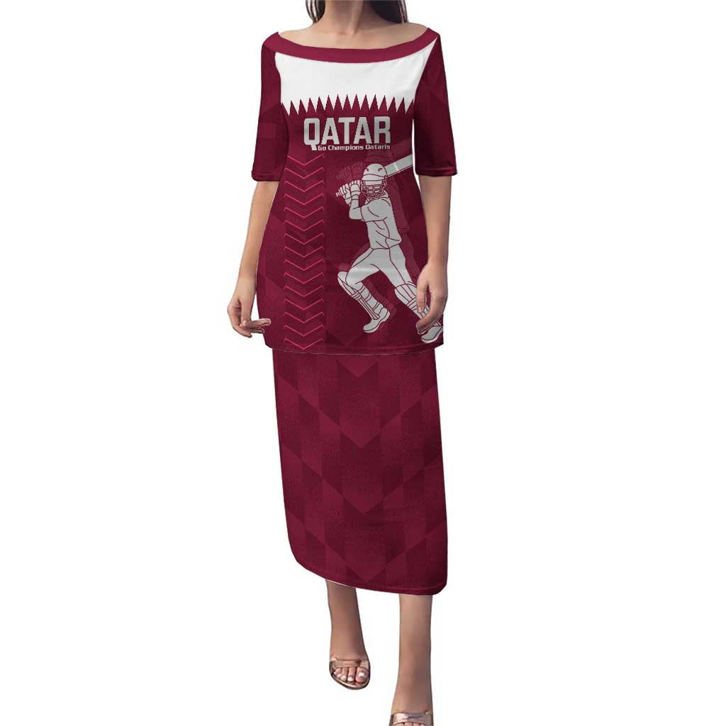 Custom Qatar Cricket Puletasi Go Champions Qataris Flag Style - Wonder Print Shop