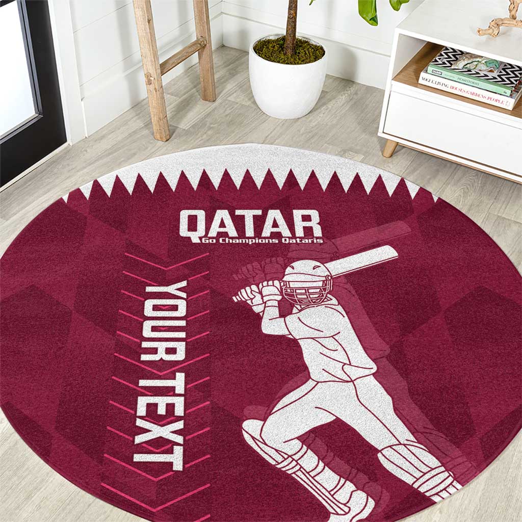 Custom Qatar Cricket Round Carpet Go Champions Qataris Flag Style