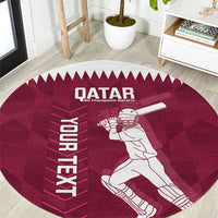 Custom Qatar Cricket Round Carpet Go Champions Qataris Flag Style
