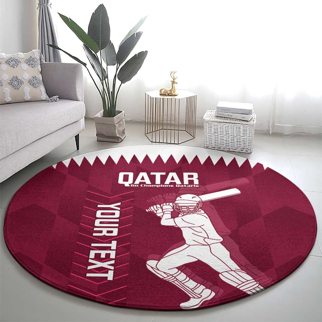 Custom Qatar Cricket Round Carpet Go Champions Qataris Flag Style