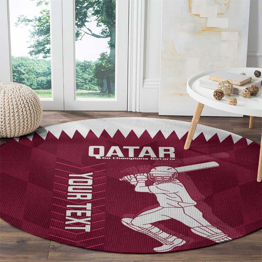 Custom Qatar Cricket Round Carpet Go Champions Qataris Flag Style