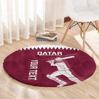 Custom Qatar Cricket Round Carpet Go Champions Qataris Flag Style
