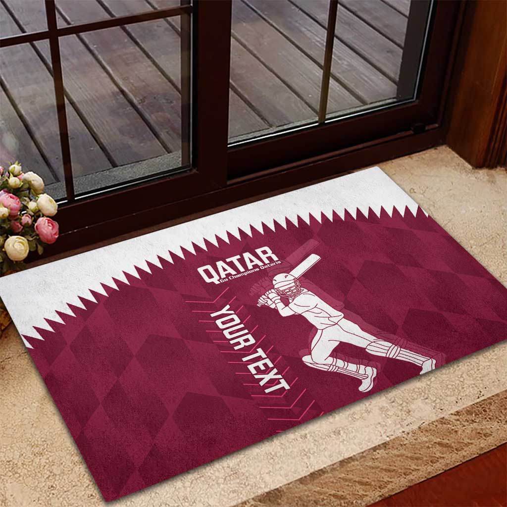 Custom Qatar Cricket Rubber Doormat Go Champions Qataris Flag Style - Wonder Print Shop