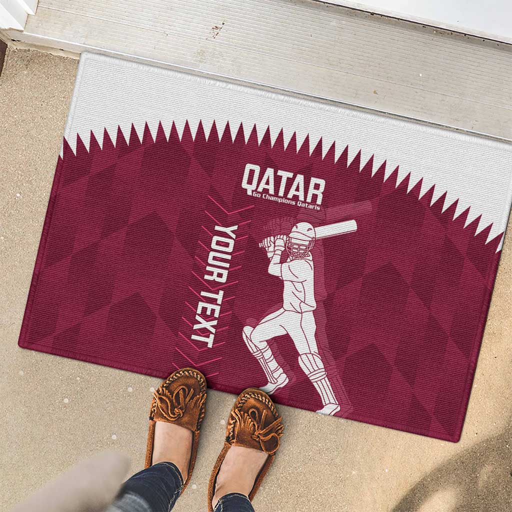 Custom Qatar Cricket Rubber Doormat Go Champions Qataris Flag Style - Wonder Print Shop
