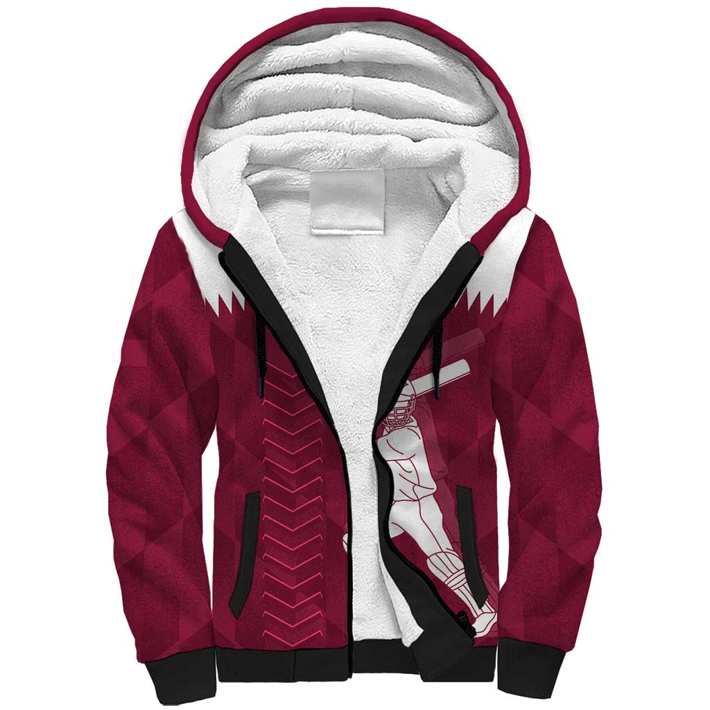 Custom Qatar Cricket Sherpa Hoodie Go Champions Qataris Flag Style - Wonder Print Shop