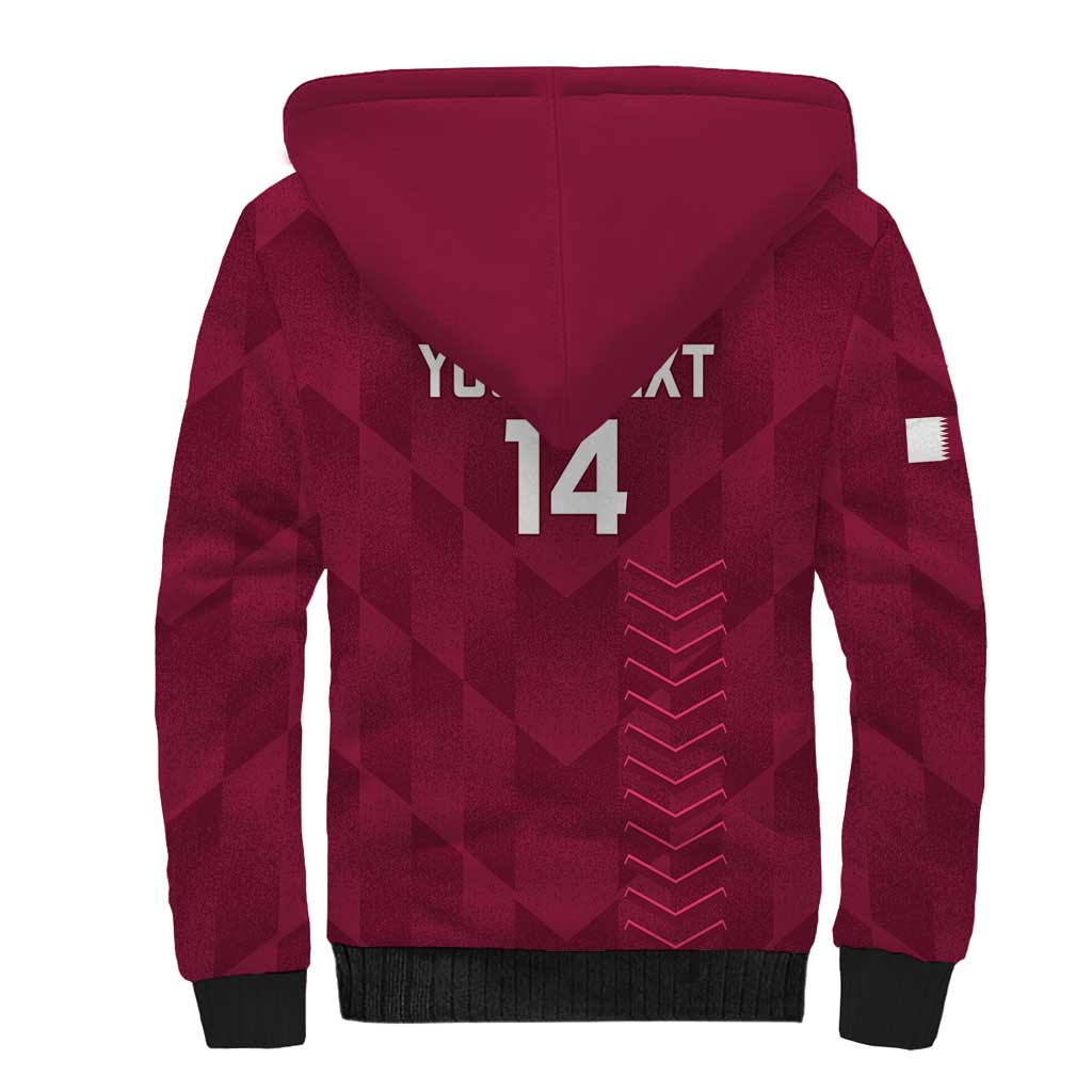 Custom Qatar Cricket Sherpa Hoodie Go Champions Qataris Flag Style - Wonder Print Shop