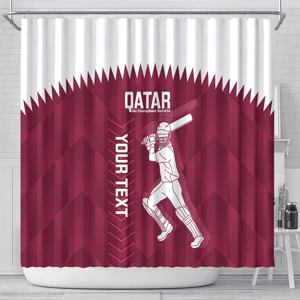 Custom Qatar Cricket Shower Curtain Go Champions Qataris Flag Style