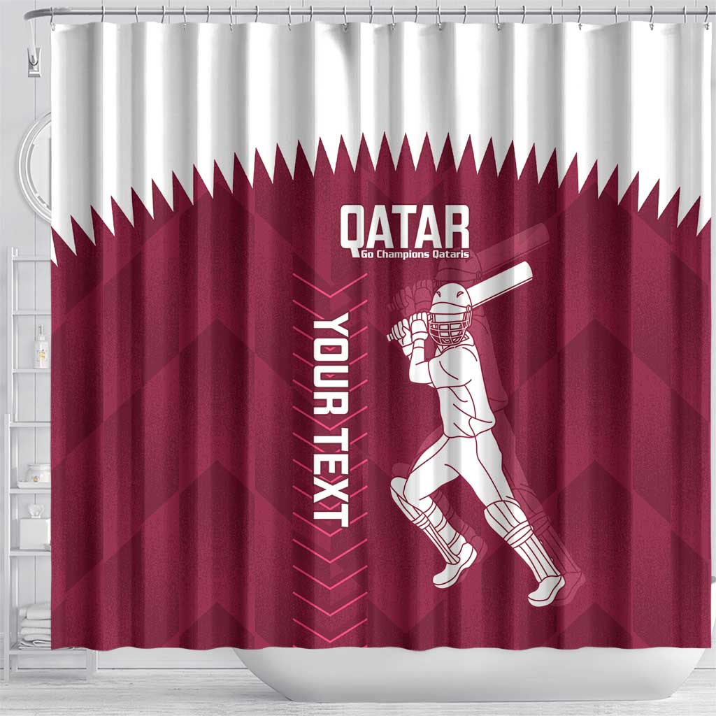 Custom Qatar Cricket Shower Curtain Go Champions Qataris Flag Style