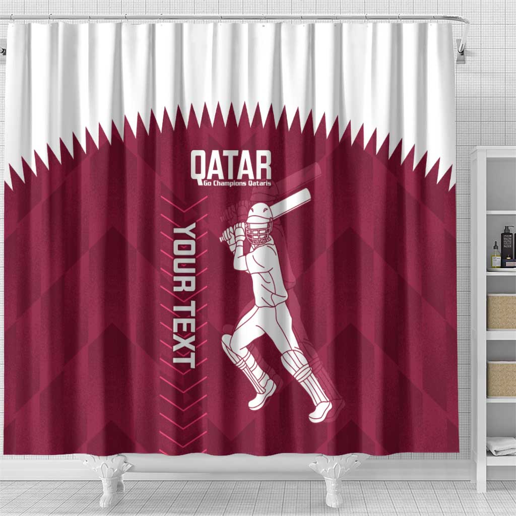 Custom Qatar Cricket Shower Curtain Go Champions Qataris Flag Style