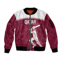 Custom Qatar Cricket Sleeve Zip Bomber Jacket Go Champions Qataris Flag Style - Wonder Print Shop