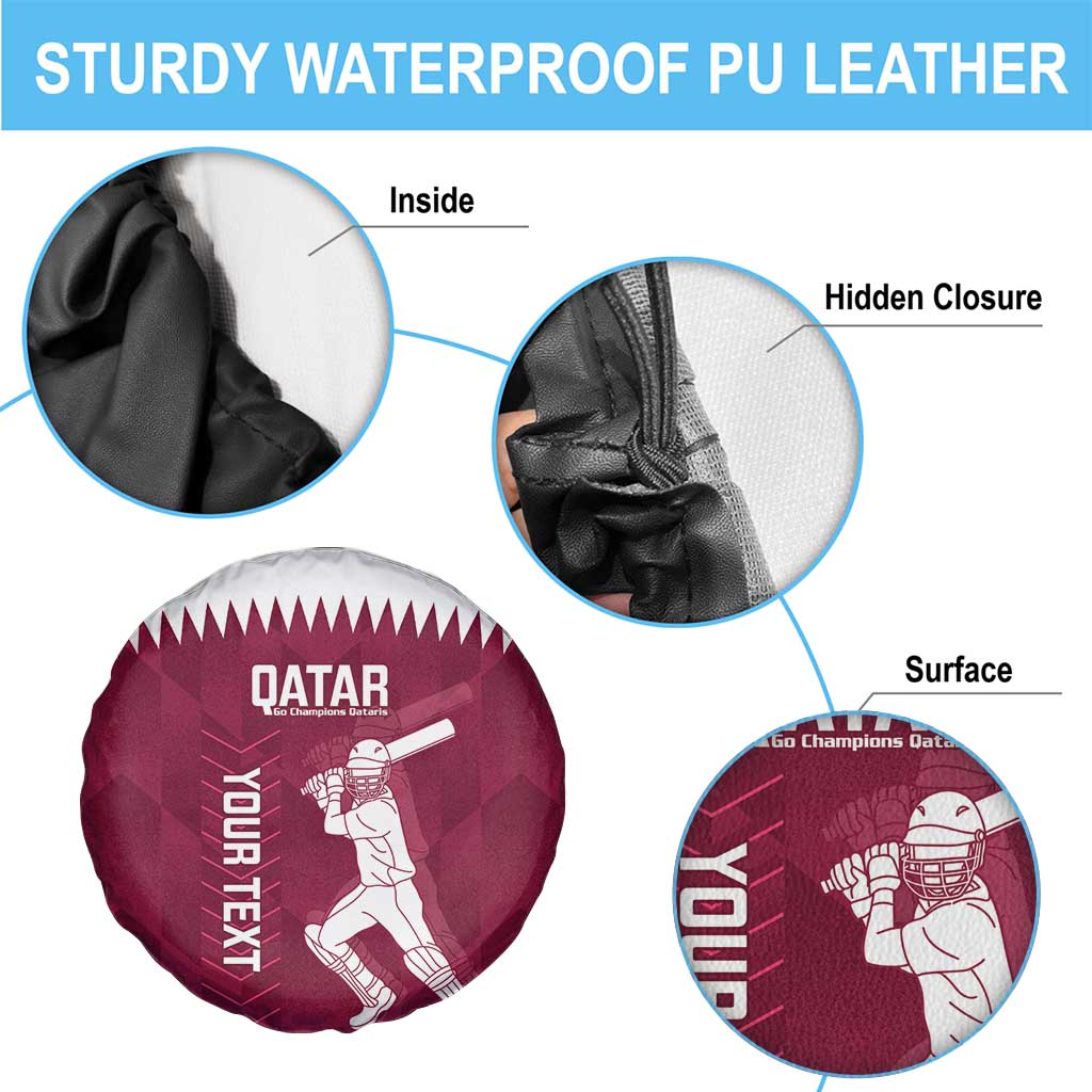 Custom Qatar Cricket Spare Tire Cover Go Champions Qataris Flag Style - Wonder Print Shop