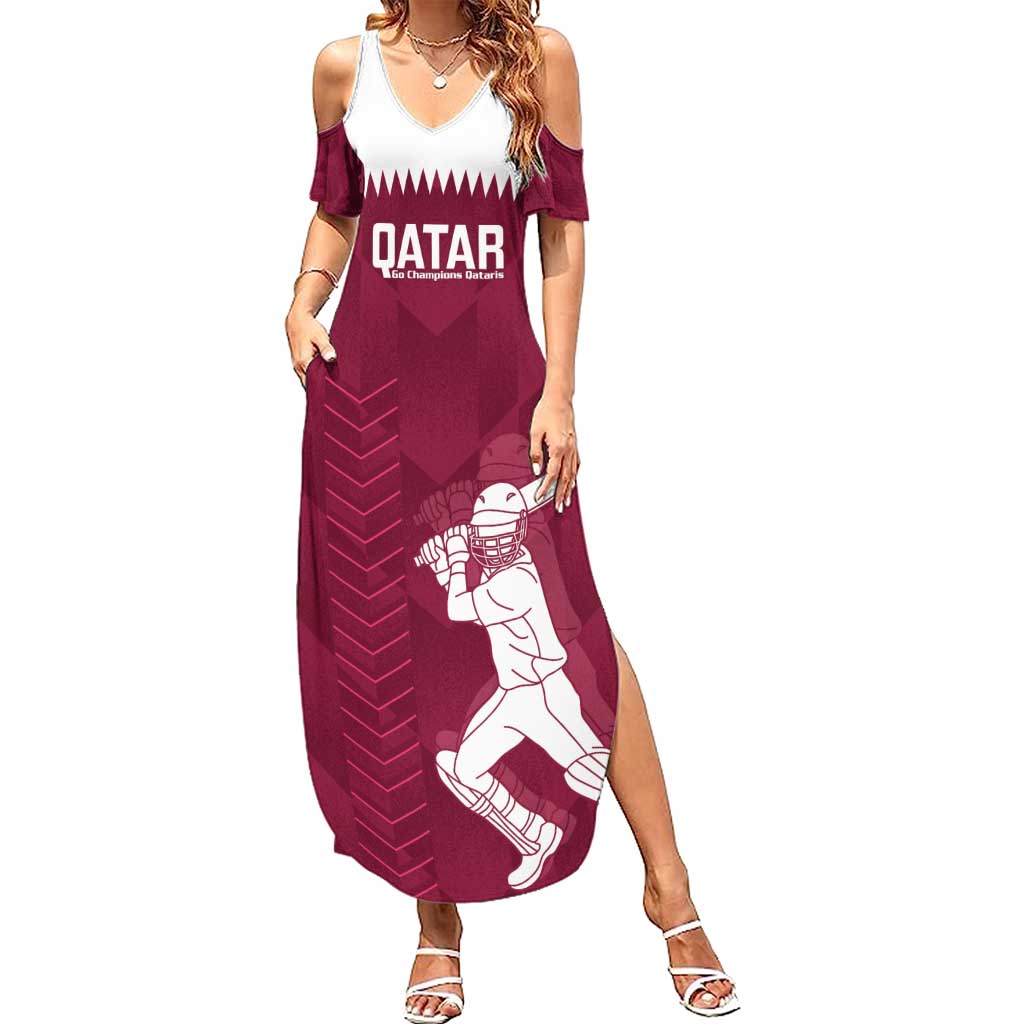 Custom Qatar Cricket Summer Maxi Dress Go Champions Qataris Flag Style - Wonder Print Shop