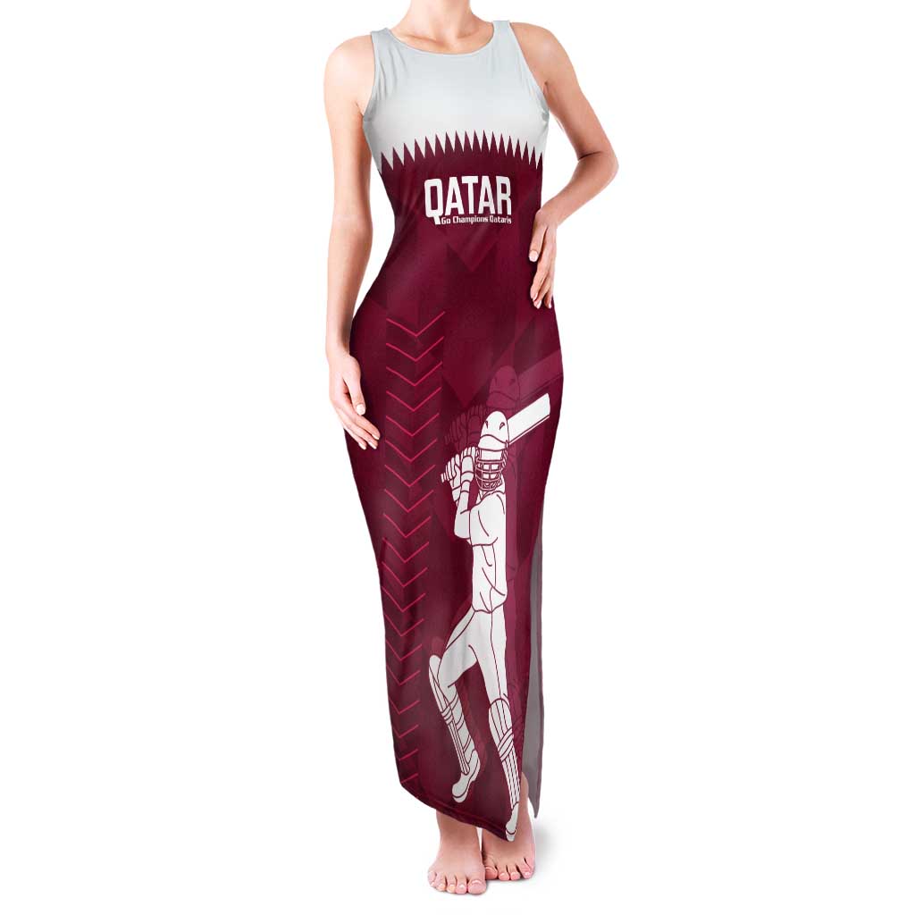 Custom Qatar Cricket Tank Maxi Dress Go Champions Qataris Flag Style - Wonder Print Shop