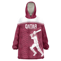 Custom Qatar Cricket Wearable Blanket Hoodie Go Champions Qataris Flag Style - Wonder Print Shop