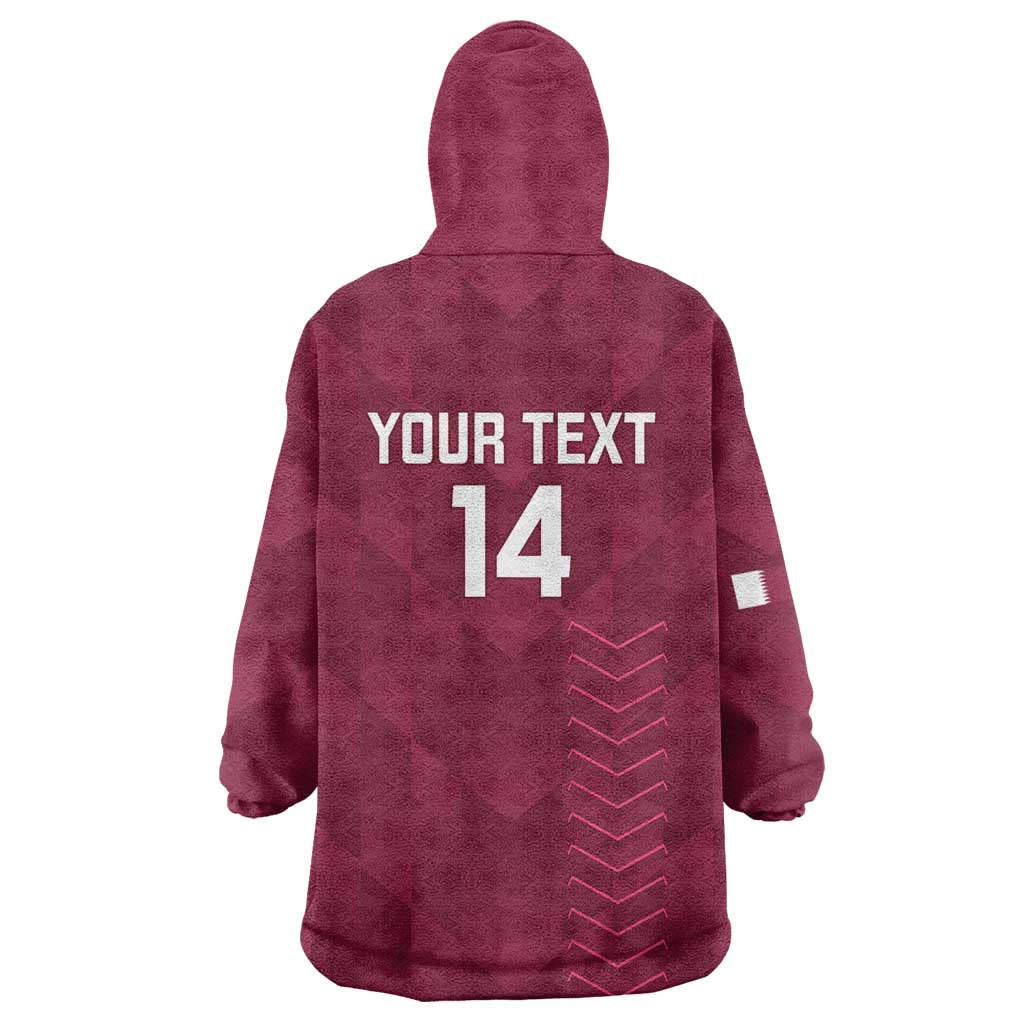 Custom Qatar Cricket Wearable Blanket Hoodie Go Champions Qataris Flag Style - Wonder Print Shop