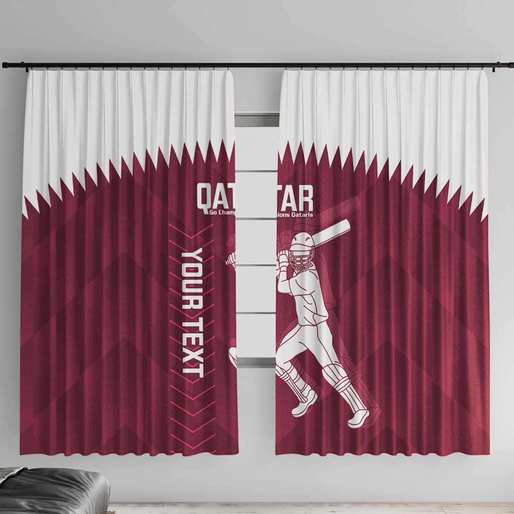 Custom Qatar Cricket Window Curtain Go Champions Qataris Flag Style - Wonder Print Shop
