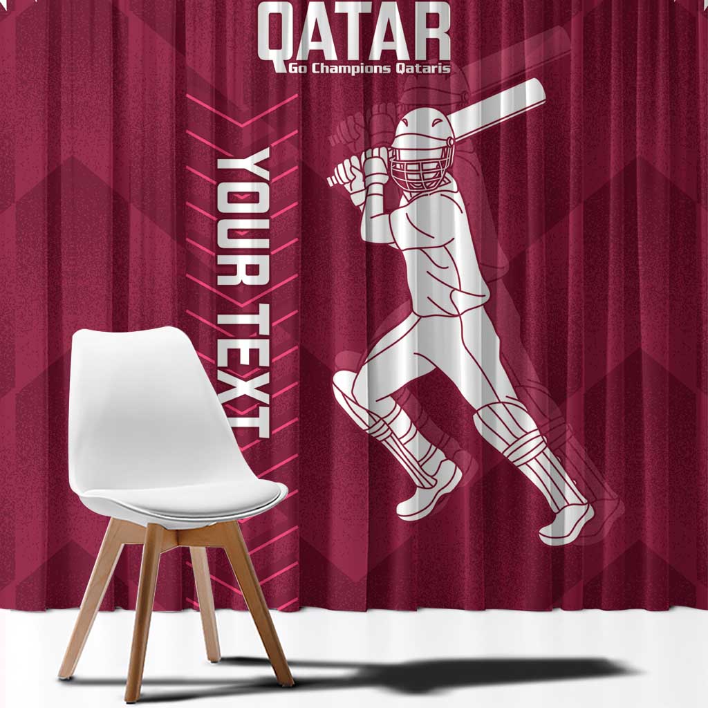 Custom Qatar Cricket Window Curtain Go Champions Qataris Flag Style - Wonder Print Shop