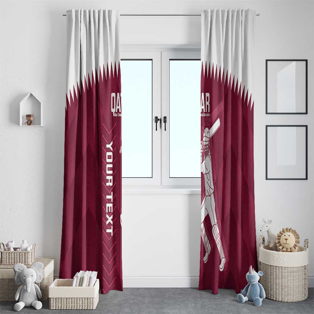 Custom Qatar Cricket Window Curtain Go Champions Qataris Flag Style - Wonder Print Shop