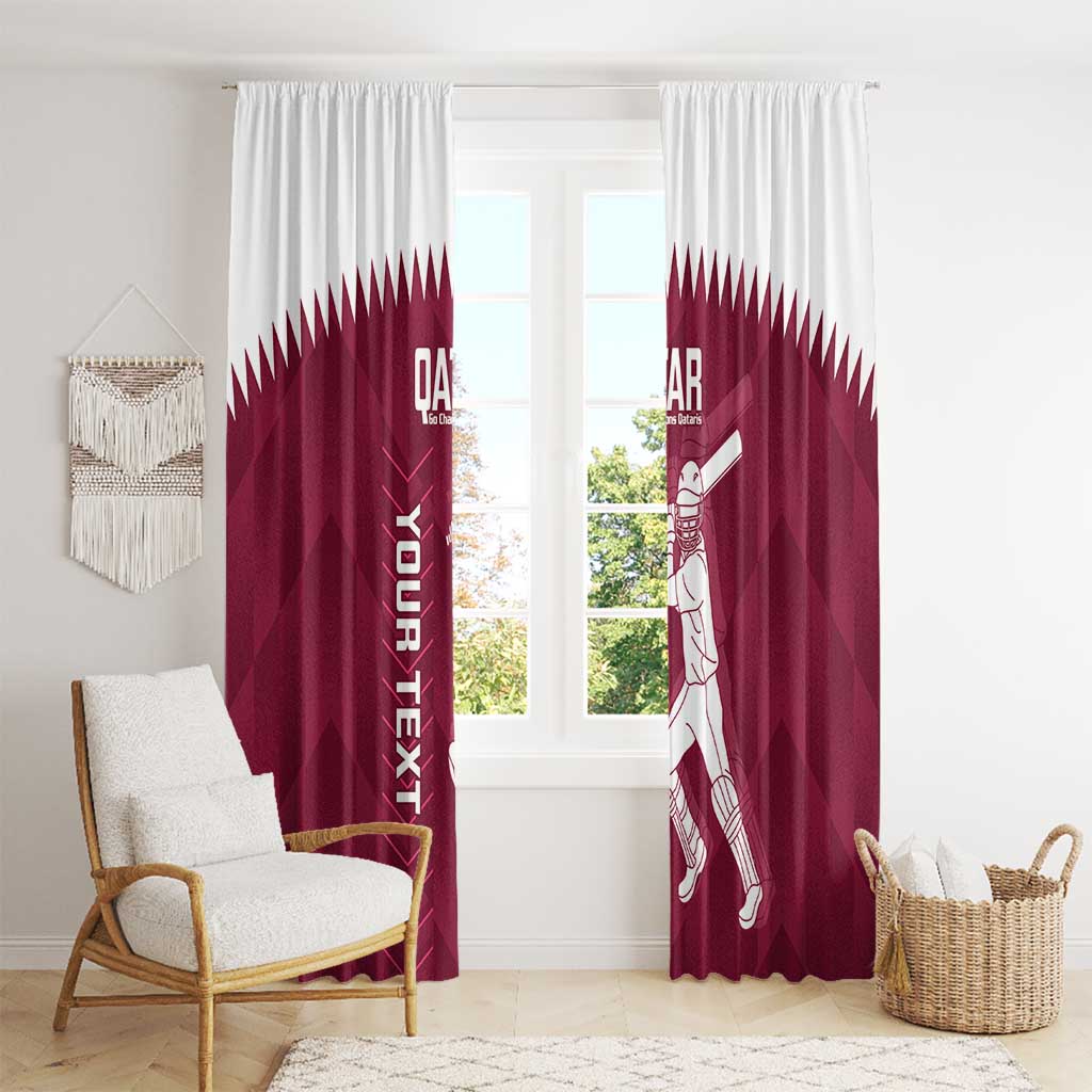 Custom Qatar Cricket Window Curtain Go Champions Qataris Flag Style - Wonder Print Shop
