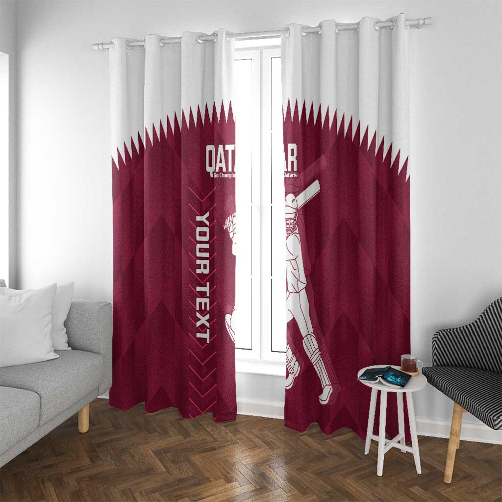 Custom Qatar Cricket Window Curtain Go Champions Qataris Flag Style - Wonder Print Shop