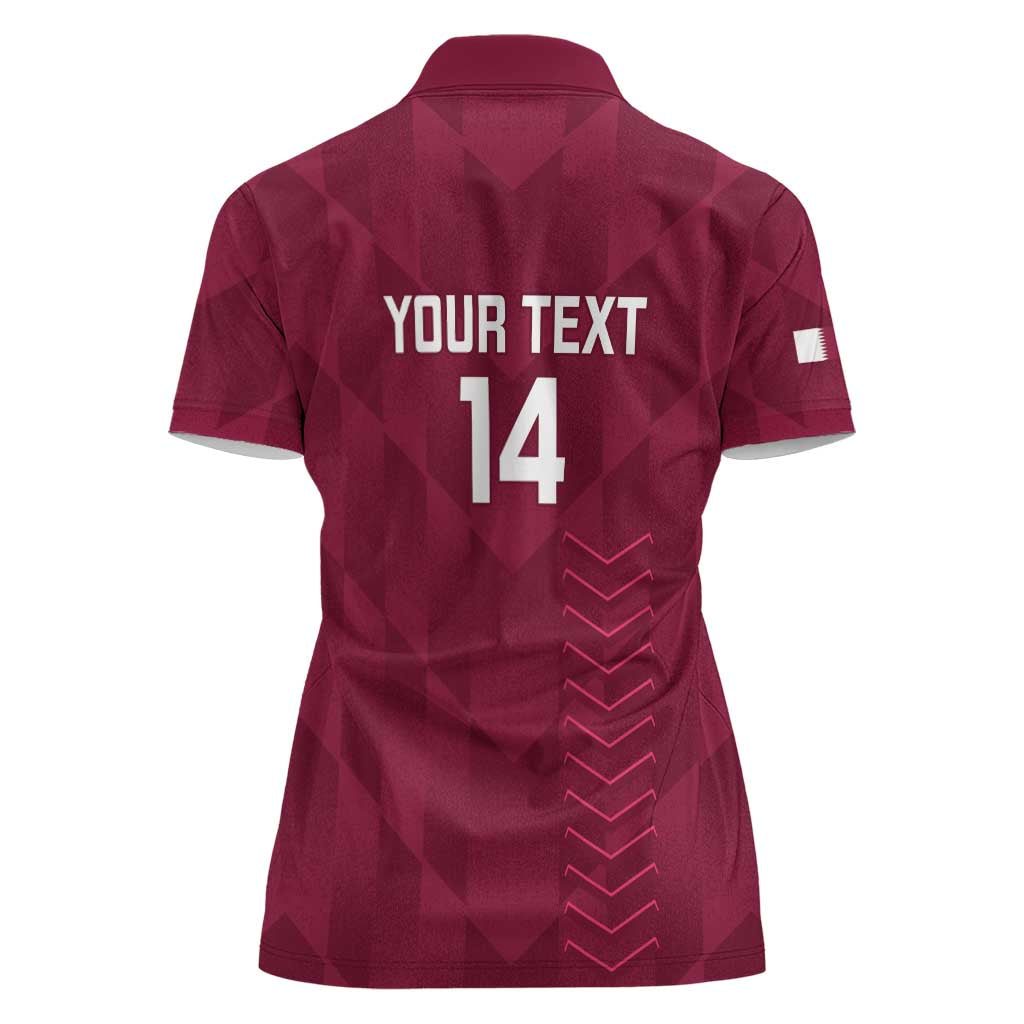 Custom Qatar Cricket Women Polo Shirt Go Champions Qataris Flag Style - Wonder Print Shop