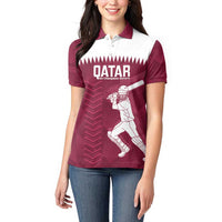 Custom Qatar Cricket Women Polo Shirt Go Champions Qataris Flag Style - Wonder Print Shop