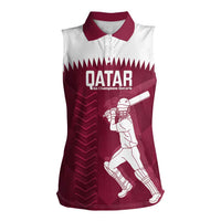 Custom Qatar Cricket Women Sleeveless Polo Shirt Go Champions Qataris Flag Style - Wonder Print Shop