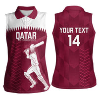 Custom Qatar Cricket Women Sleeveless Polo Shirt Go Champions Qataris Flag Style - Wonder Print Shop