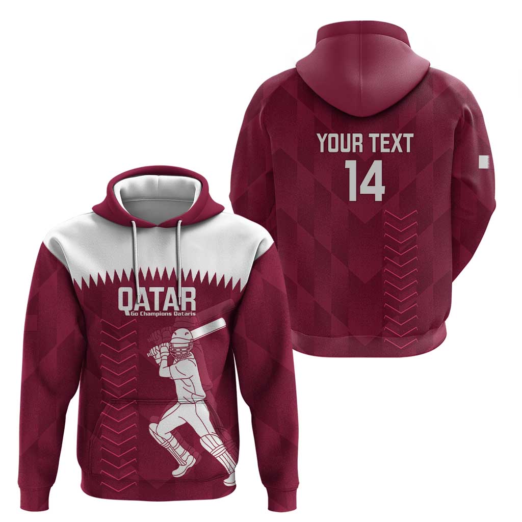 Custom Qatar Cricket Zip Hoodie Go Champions Qataris Flag Style - Wonder Print Shop
