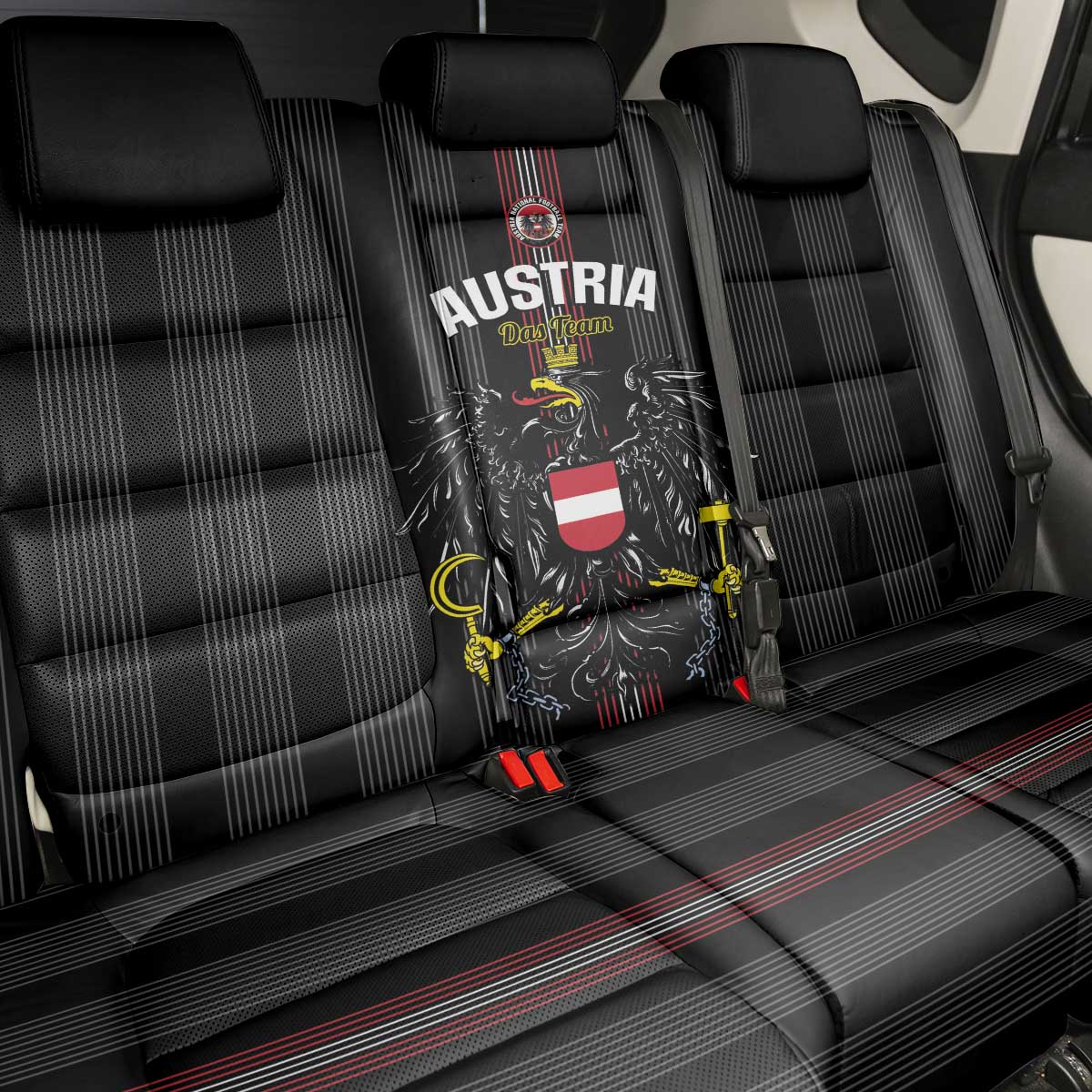 Austria Football Back Car Seat Cover 2026 Go Das Team Striped Style - Wonder Print Shop