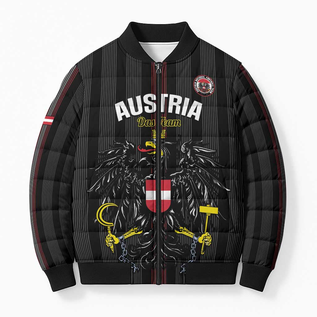 Custom Austria Football Bomber Puffer Jacket 2026 Go Das Team Striped Style - Wonder Print Shop