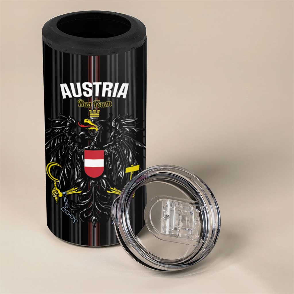Custom Austria Football 4 in 1 Can Cooler Tumbler 2026 Go Das Team Striped Style - Wonder Print Shop