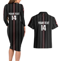 Custom Austria Football Couples Matching Long Sleeve Bodycon Dress and Hawaiian Shirt 2026 Go Das Team Striped Style - Wonder Print Shop