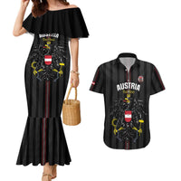 Custom Austria Football Couples Matching Mermaid Dress and Hawaiian Shirt 2026 Go Das Team Striped Style - Wonder Print Shop