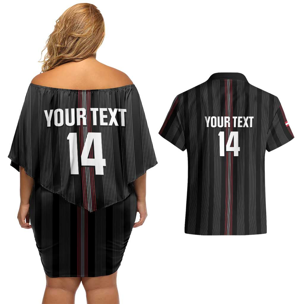Custom Austria Football Couples Matching Off Shoulder Short Dress and Hawaiian Shirt 2026 Go Das Team Striped Style - Wonder Print Shop