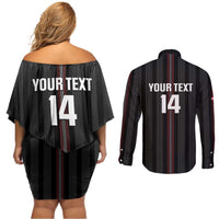 Custom Austria Football Couples Matching Off Shoulder Short Dress and Long Sleeve Button Shirt 2026 Go Das Team Striped Style - Wonder Print Shop
