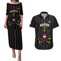Custom Austria Football Couples Matching Puletasi and Hawaiian Shirt 2026 Go Das Team Striped Style - Wonder Print Shop