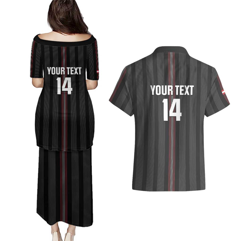 Custom Austria Football Couples Matching Puletasi and Hawaiian Shirt 2026 Go Das Team Striped Style - Wonder Print Shop