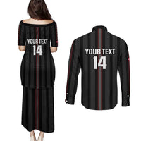 Custom Austria Football Couples Matching Puletasi and Long Sleeve Button Shirt 2026 Go Das Team Striped Style - Wonder Print Shop