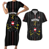 Custom Austria Football Couples Matching Short Sleeve Bodycon Dress and Hawaiian Shirt 2026 Go Das Team Striped Style - Wonder Print Shop
