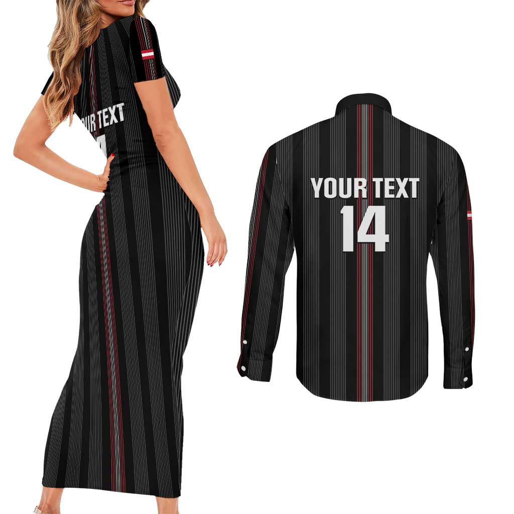 Custom Austria Football Couples Matching Short Sleeve Bodycon Dress and Long Sleeve Button Shirt 2026 Go Das Team Striped Style - Wonder Print Shop
