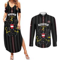Custom Austria Football Couples Matching Summer Maxi Dress and Long Sleeve Button Shirt 2026 Go Das Team Striped Style - Wonder Print Shop