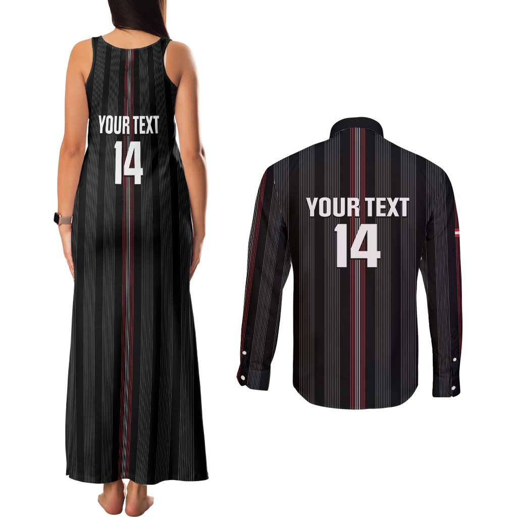 Custom Austria Football Couples Matching Tank Maxi Dress and Long Sleeve Button Shirt 2026 Go Das Team Striped Style - Wonder Print Shop